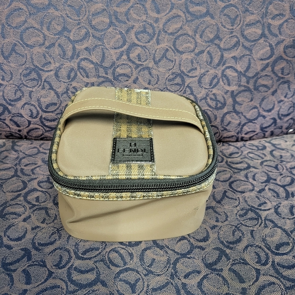 Vintage Fendi Complemento Brown Nylon Vanity Case..w/COA